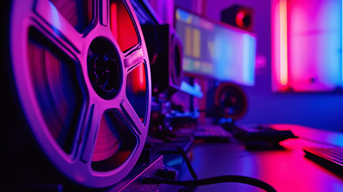 Old School Film Reel on a Modern Desk